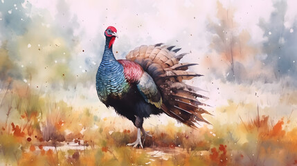 Canvas Print - Turkey in nature Watercolor Style