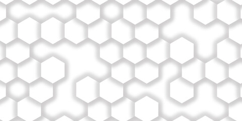 Abstract pattern with hexagonal white and gray technology line paper background. Hexagonal 3d vector grid tile and mosaic structure simple style hexagonal graphic concept. Futuristic surface design.