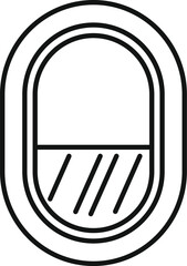 Poster - Simple line drawing of a closed airplane window with the shade pulled down