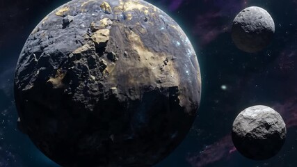 Poster - Planets And Asteroids In Deep Space With Vibrant Cosmic Background Generative AI