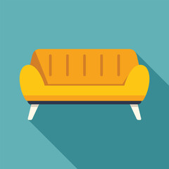 Sticker - Yellow sofa standing in living room, furniture for apartment interior design