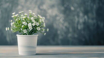 Sticker - Potted Green Plant Against Textured Gray Wall in Modern Interior Setting