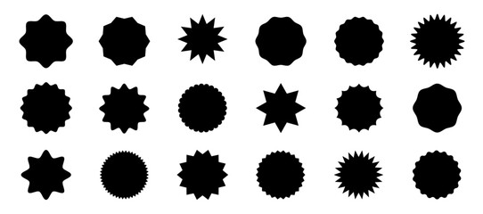 black sale stickers big set isolated on white background. promo product labels templates, starburst,