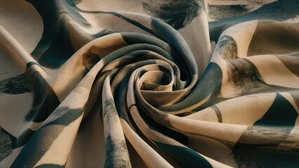 Poster - Abstract textile design featuring a blended linen texture with a washed coat effect showcasing a digital print pattern Natural textile abstraction