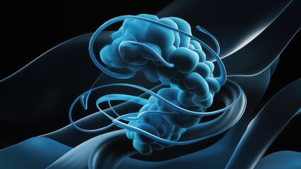 Poster - Abstract blue smoke on a dark background featuring a modern design suitable for covers business cards brochures or product displays
