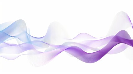 Poster - Dynamic Abstract Wave Lines in Blue and Purple Flowing Smoothly on White Background, Representing Sound Waves and Movement