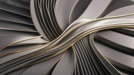 Poster - Abstract grey corporate striped background featuring elegant golden lines