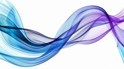 Poster - Dynamic Abstract Wave Lines in Blue and Purple Flowing Smoothly on White Background, Representing Sound Waves and Movement