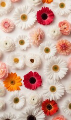 Poster - Cheerful Seamless Floral Pattern with Colorful Tulips, Daisies, and Sunflowers on Light Background for Spring and Summer Themes