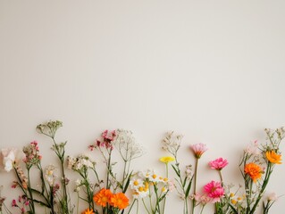 Poster - Elegant and Sophisticated Floral Arrangement Featuring a Variety of Colorful Flowers on a Light Background | Ideal for Floral-Themed Artwork and Invitations