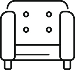 Poster - Simple black line drawing of an armchair with armrests standing on wooden legs