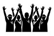 © ARIF - Silhouette of Workers Raising Hands Vector Illustration