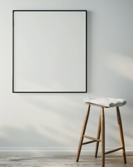 Aufkleber - Modern Minimalist Poster Mockup Serene Gradient Concrete Wall with Empty Frame and Sleek Wooden Floor, Soft Natural Light, Calm Ambiance