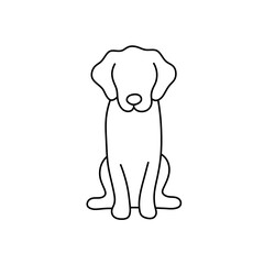 Wall Mural - vector isolated one single simple minimal sitting dog front view full body colorless black and white