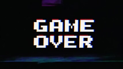 Poster - game over screen with retro glitch effects in a digital setting generative ai