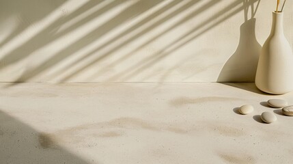Aufkleber - Minimalist Concrete Table Surface in Modern Zen-Inspired Indoor Setting with Soft Ambient Lighting