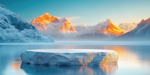 Sticker - Stone Platform in a Wintery Mountain Landscape