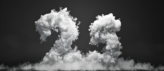 Aufkleber - A number two formed from white clouds or smoke against a black background with copyspace included not rendered
