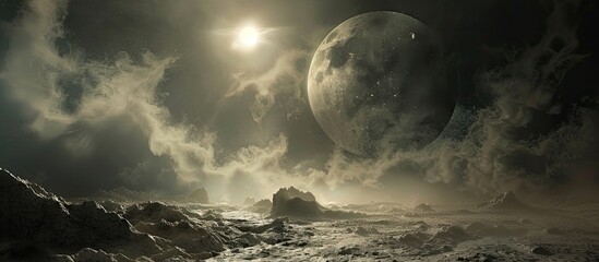 Aufkleber - clouds in the dark sky create a stunning celestial landscape. with copy space image. Place for adding text or design