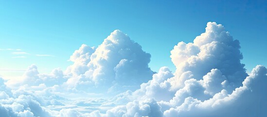Fototapete - Blue sky with fluffy white clouds. with copy space image. Place for adding text or design