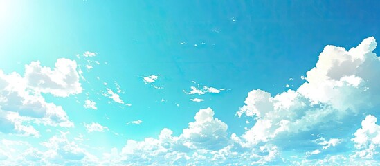 Poster - Summer blue sky with white clouds as the backdrop on a sunny day Abstract clouds set against a blue sky background Panoramic view of the sky for use as a background and wallpaper