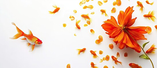 Poster - Home vibrant flower nematantus on a white background isolated goldfish orange blooms copy space in full bloom