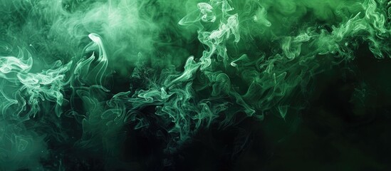 Fototapete - Green steam against a black background Copy space