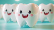 © Akash Tholiya - cheerful smiling tooth characters: bright and playful dental concept on turquoise background