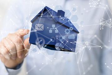 Poster - house. data Big data visualization background.Abstract technology