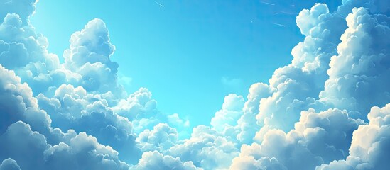 Sticker - Beautiful blue sky with bright clouds Cloudscape backdrop Copy space