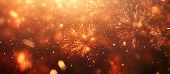 Poster - Stunning fireworks for New Year with copyspace an abstract holiday background