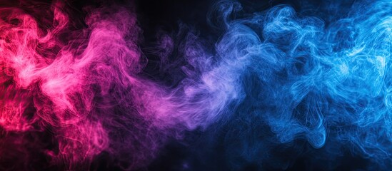 Leinwandbilder - Blue and pink vapor on a black background Copyspace