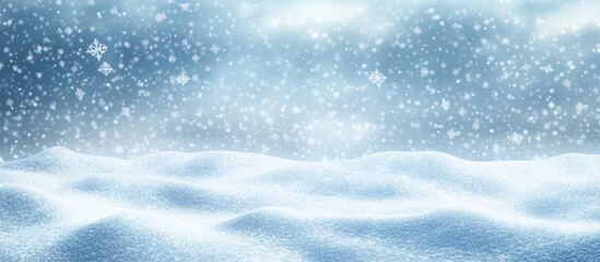 Poster - Winter scene snowflakes falling over a winter landscape with copyspace