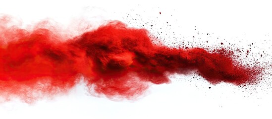 Leinwandbilder - Abstract design of a red powder cloud on a white background. with copy space image. Place for adding text or design