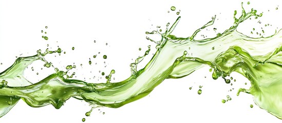 Poster - beautiful flying green splashes and drops isolated against a white background. with copy space image. Place for adding text or design