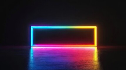 Poster - Abstract rectangular object with colorful lights illuminated against a black backdrop.