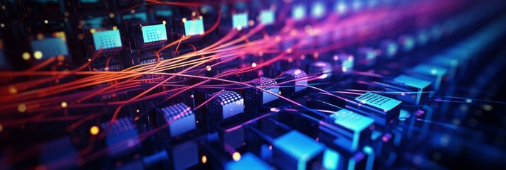 Wall Mural - electronic connection with data transfer, network and communication