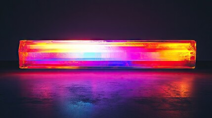 Poster - Illuminated multicolored rectangular object creating a vibrant abstract effect against a black backdrop.