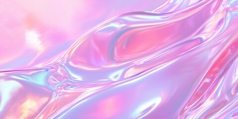 Vibrating holographic liquid textures with glossy shimmering coating, abstract liquid motion background, pastel neon colors, 3D rendering of colorful abstract background.