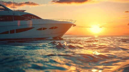 Canvas Print - Luxury Yacht at Sunset