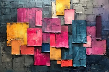 Wall Mural - Textured abstract art with a dynamic and vibrant composition