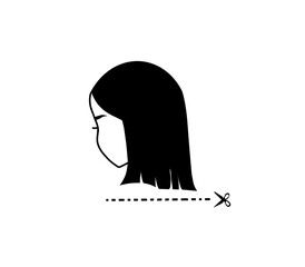 Wall Mural - cuttng short hair, girl face , bob cut hairstyle logo