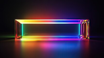Poster - Multicolored glowing rectangular object creating a vibrant abstract effect in the dark.