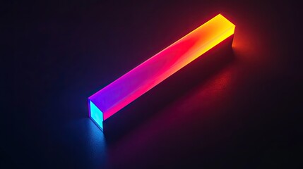 Poster - Neon multicolored rectangular object glowing brightly in the dark, creating an abstract effect.