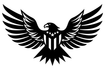 Wall Mural - Patriotic Eagle vector silhouette on white background