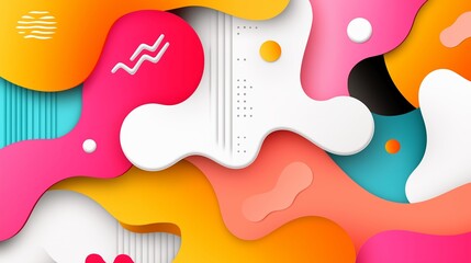 Wall Mural - A colorful abstract background with a pink and blue swirl. The background is made up of different colors and shapes, giving it a playful and energetic feel