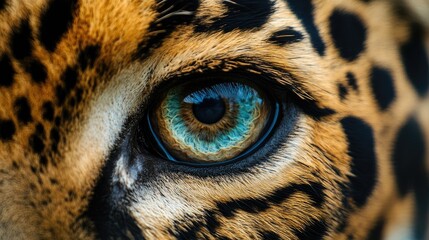 Wall Mural - Close-up of a Jaguar's Eye with Rosette Patterned Fur