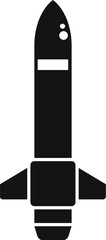 Poster - simple black and white icon of a space rocket launching into space