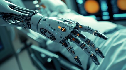 Poster - Robotic Innovations in Healthcare, exploring cutting-edge technologies enhancing patient treatment, precision surgeries, and improving overall medical outcomes through automation