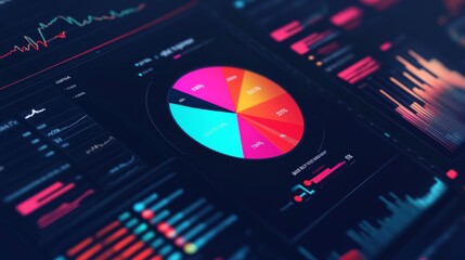 Leinwandbilder - A digital pie chart with interactive elements, showing a breakdown of financial data on a modern dashboard.